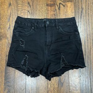Miami Black high rise black distressed Jean shorts size 7